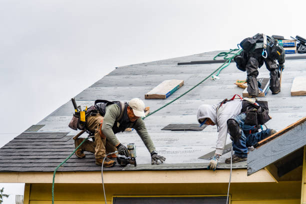 Professional Gutter Installation technician working in Centuria, WI